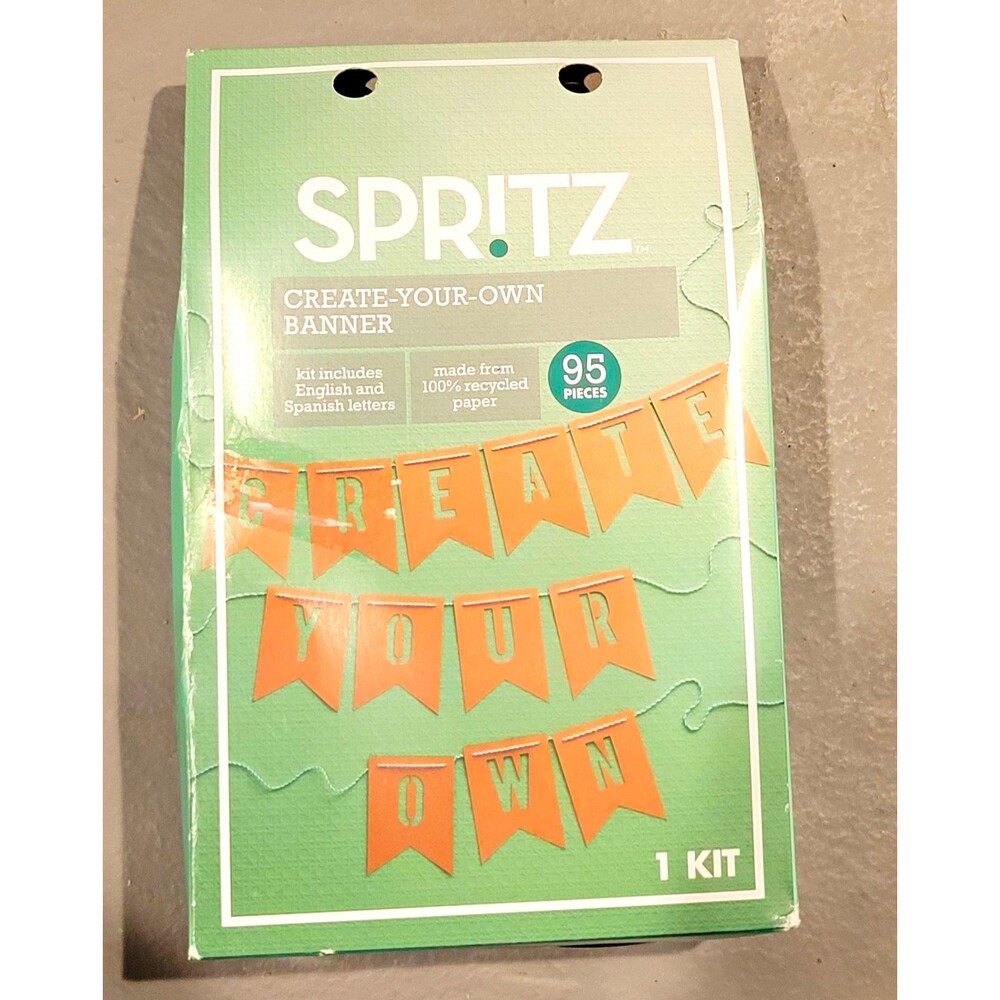 NIB Spritz Create-Your-Own Party Banner Kit, 95pc Paper Letters, Gold, 12 ft